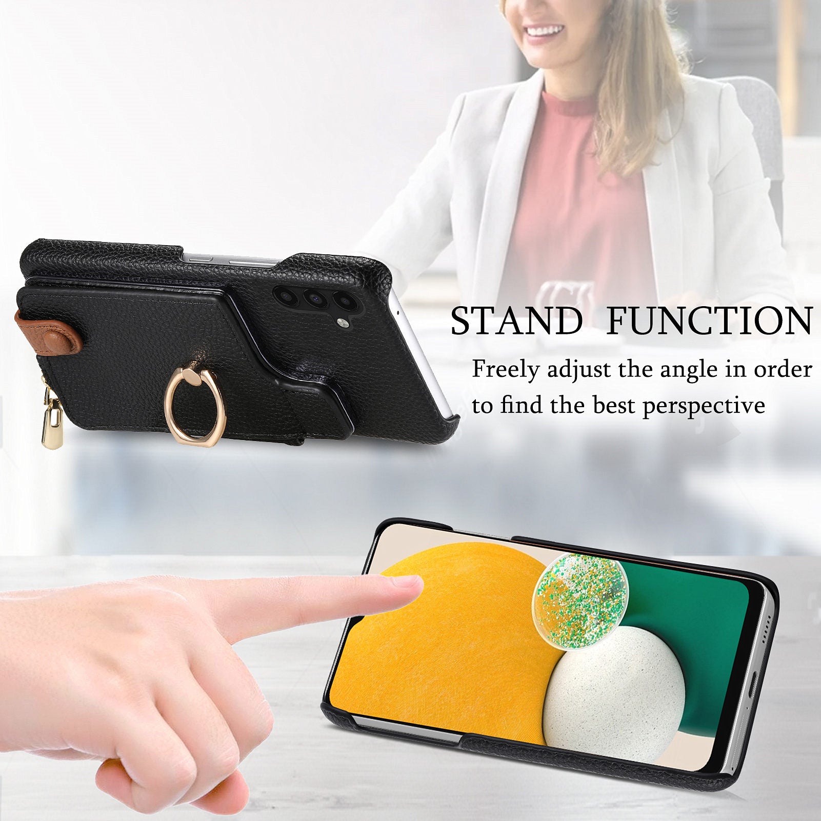 Y3 for Samsung Galaxy A13 5G Case Kickstand Leather+TPU RFID Blocking Phone Cover Y3 for Samsung Galaxy A13 5G Case Kickstand Leather+TPU RFID Blocking Phone Cover